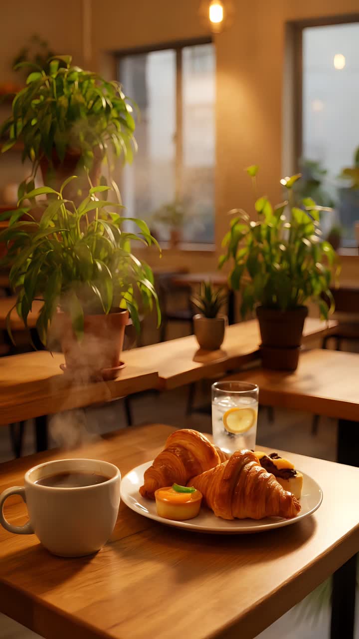 Interno di caffè estetico con atmosfera accogliente 4K