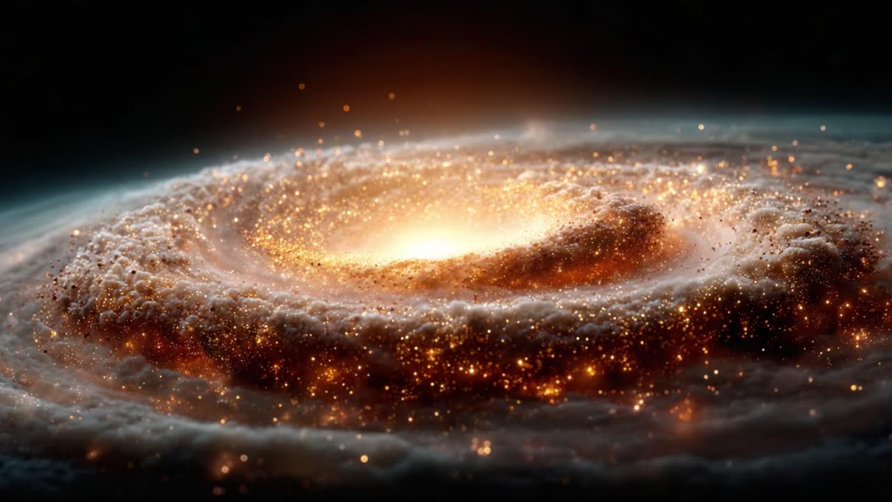 A Stunning View of a Vibrant Galaxy, Featuring Glimmering Stars and Cosmic Dust, Illustrating the Beautiful Dynamics of Space through Time and Motion