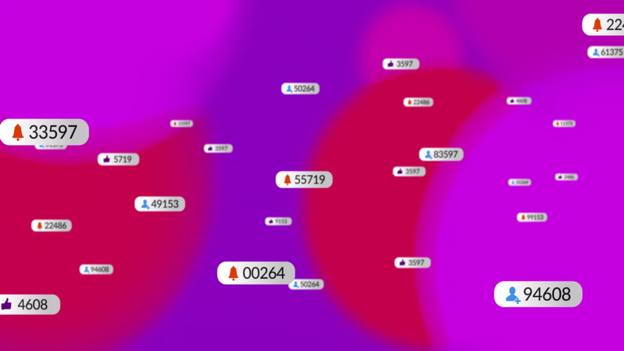 Floating user-add notification badge displaying 94608 count among layered icons on vibrant gradient