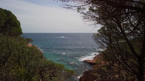 Beautiful-view-of-the-Costa-Brava-in-Catalonia,-Spain-from-the-coast,-Camí-de-Ronda,-Camino-de-Ronda