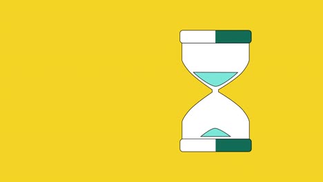4k video of cartoon sandglass with sand inside to measure time.