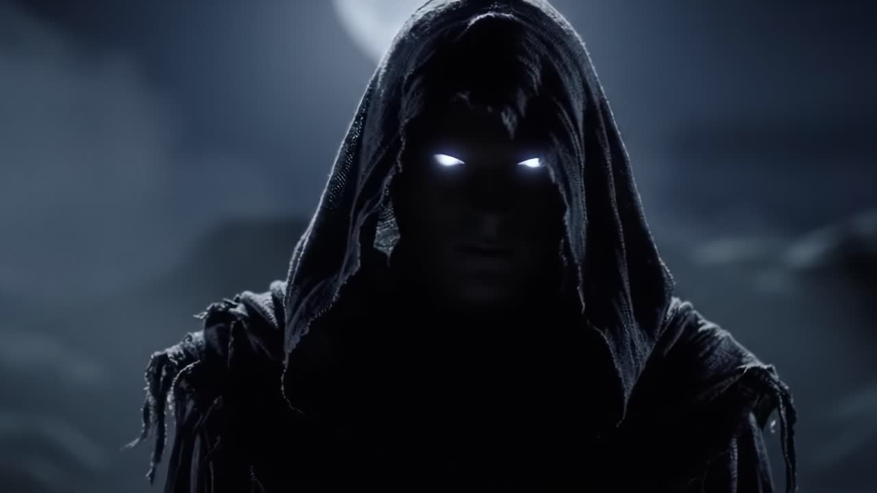 Mysterious hooded figure