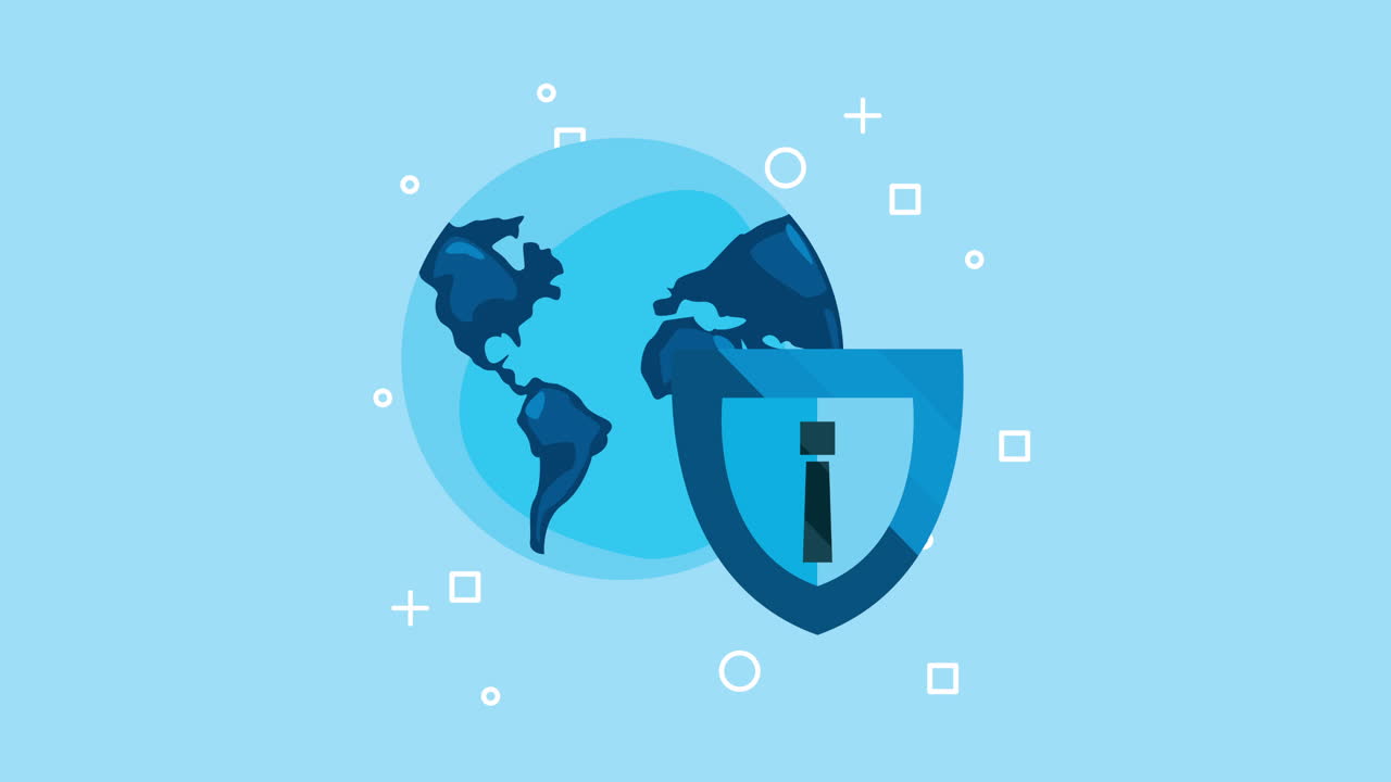 con animación de escudo de seguridad de la tierra