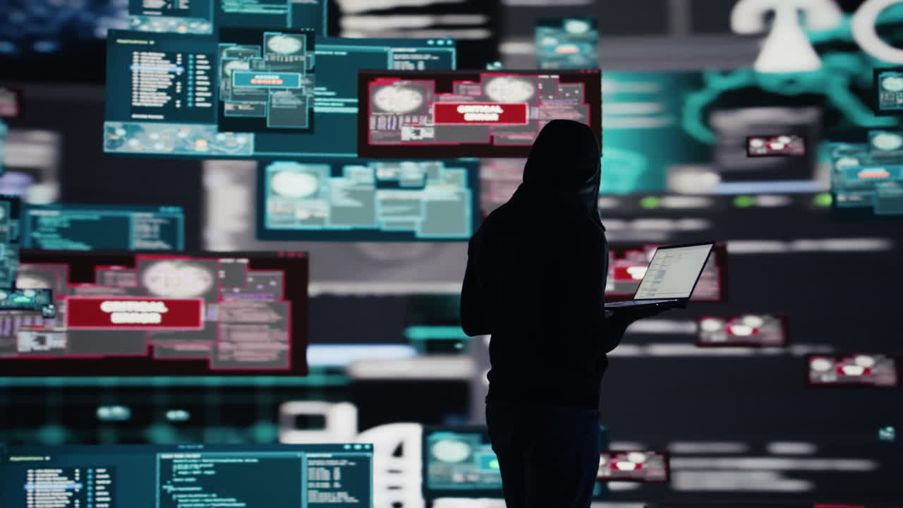 Professional spy compromising cyber security through malware and viruses