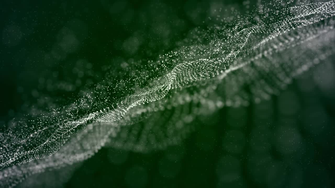 las partículas desfocalizadas de fondo en bucle (verde oscuro)