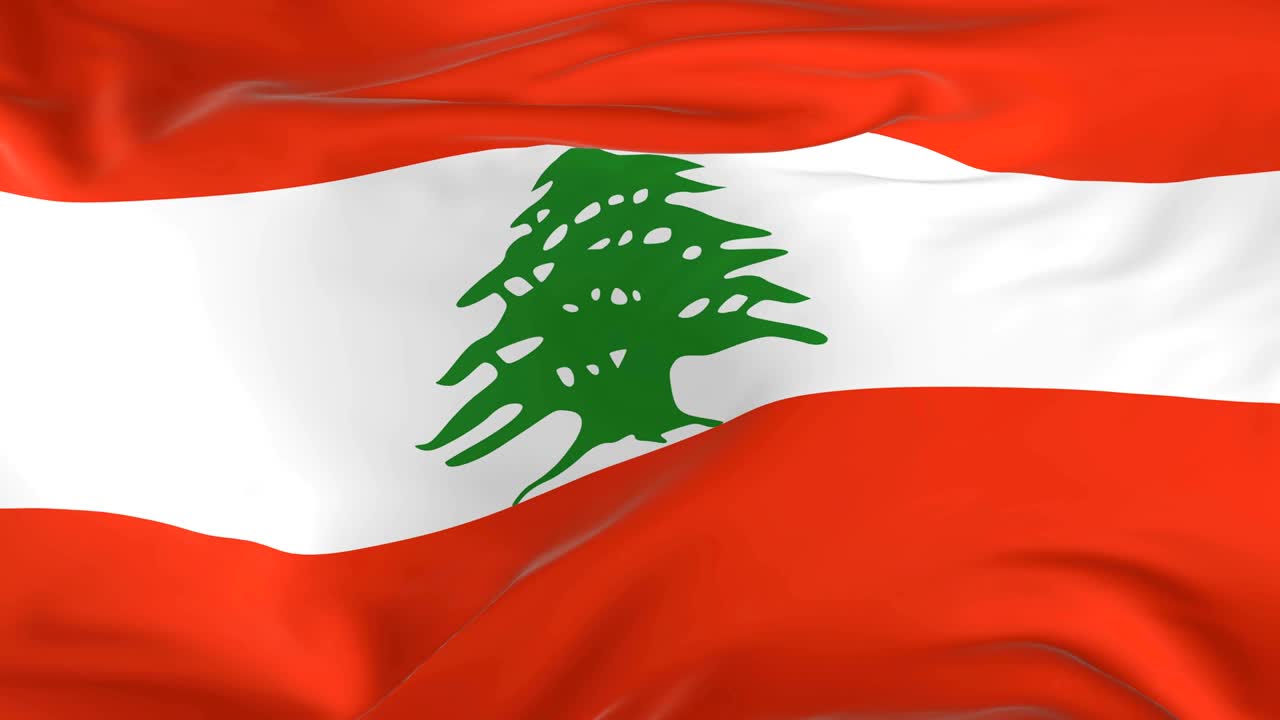 waving  looped flag as  background Lebanon