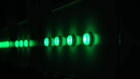 datacenter telecommunication broadband with blinking green led lights - technology server concept