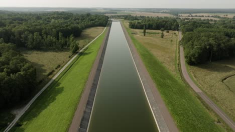 canal france aerial straight lake-orient mesnil-saint-pere