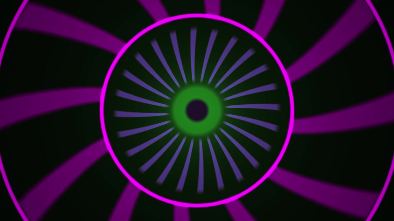 Hypnotic Abstract Background with Rotating Magenta and Green Circles