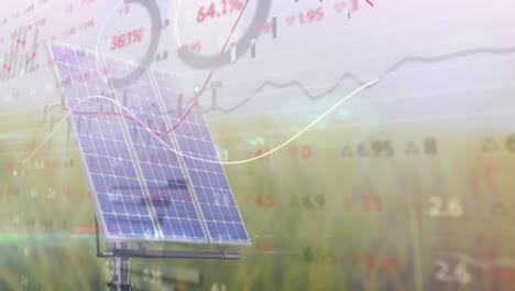 Animation-Der-Finanzdatenverarbeitung-über-Solarpanel