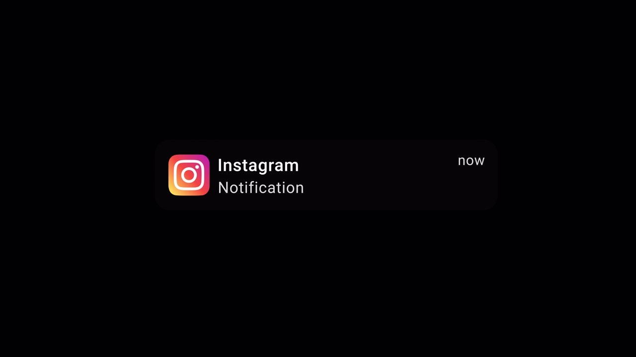 Animazione notifica Instagram in modalità scura