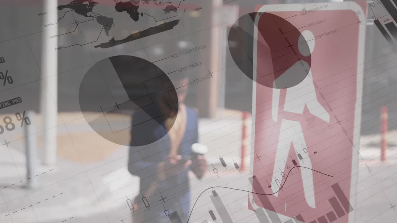 거리를 건너는 남자에 대한 그래프와 통계의 애니메이션