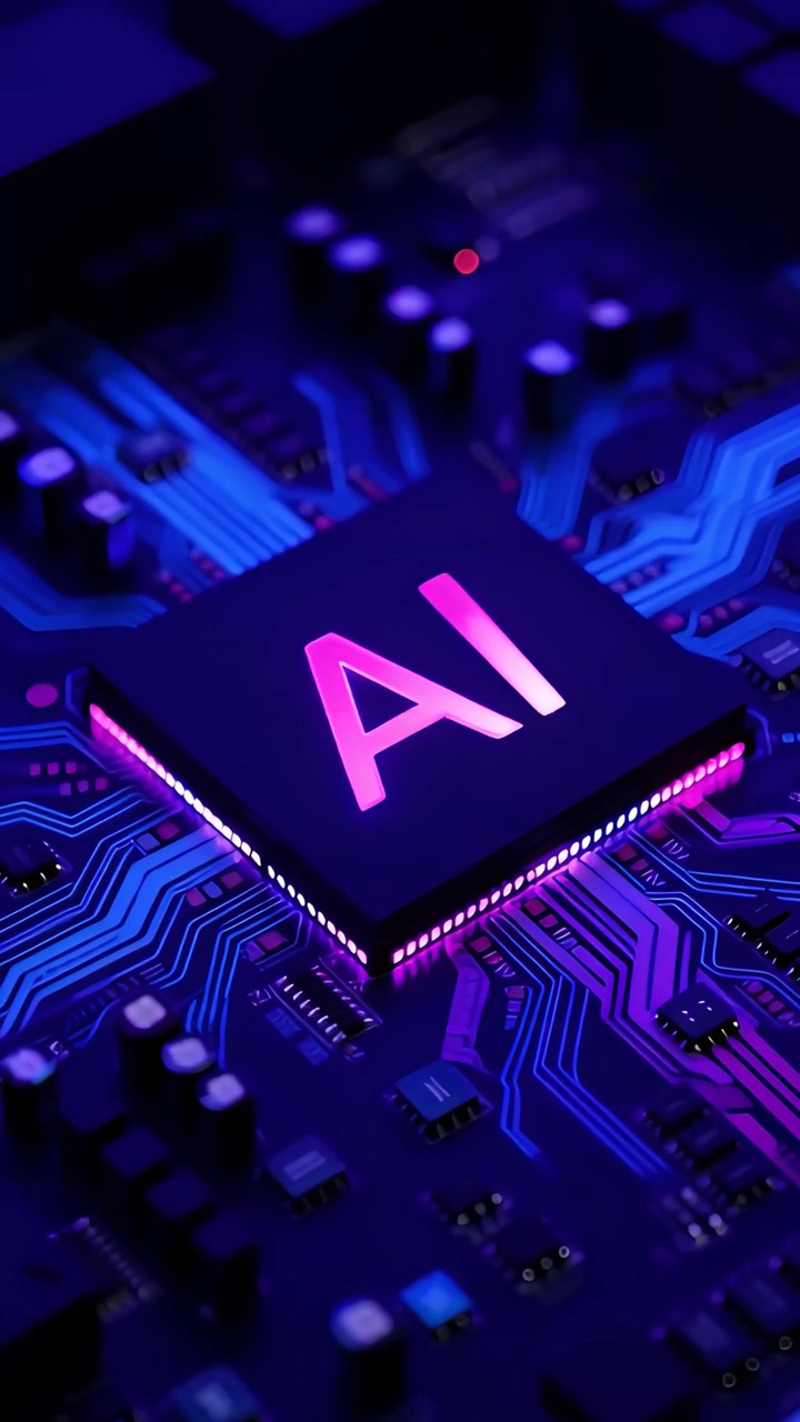 Futuristic AI Chip Motherboard Technology Background 4K