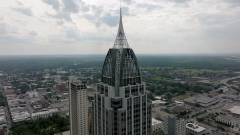 downtown mobile, alabama with drone video close up moving in a circle