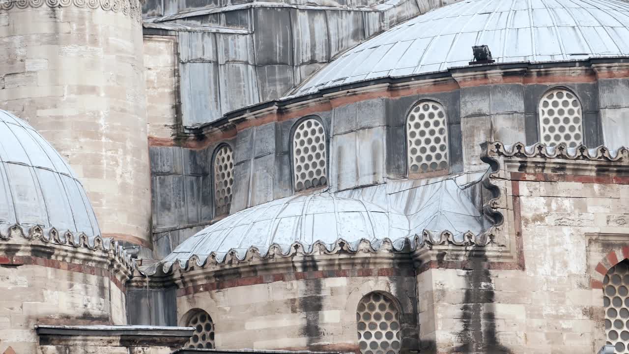Close-up view of a historical mosque in Istanbul