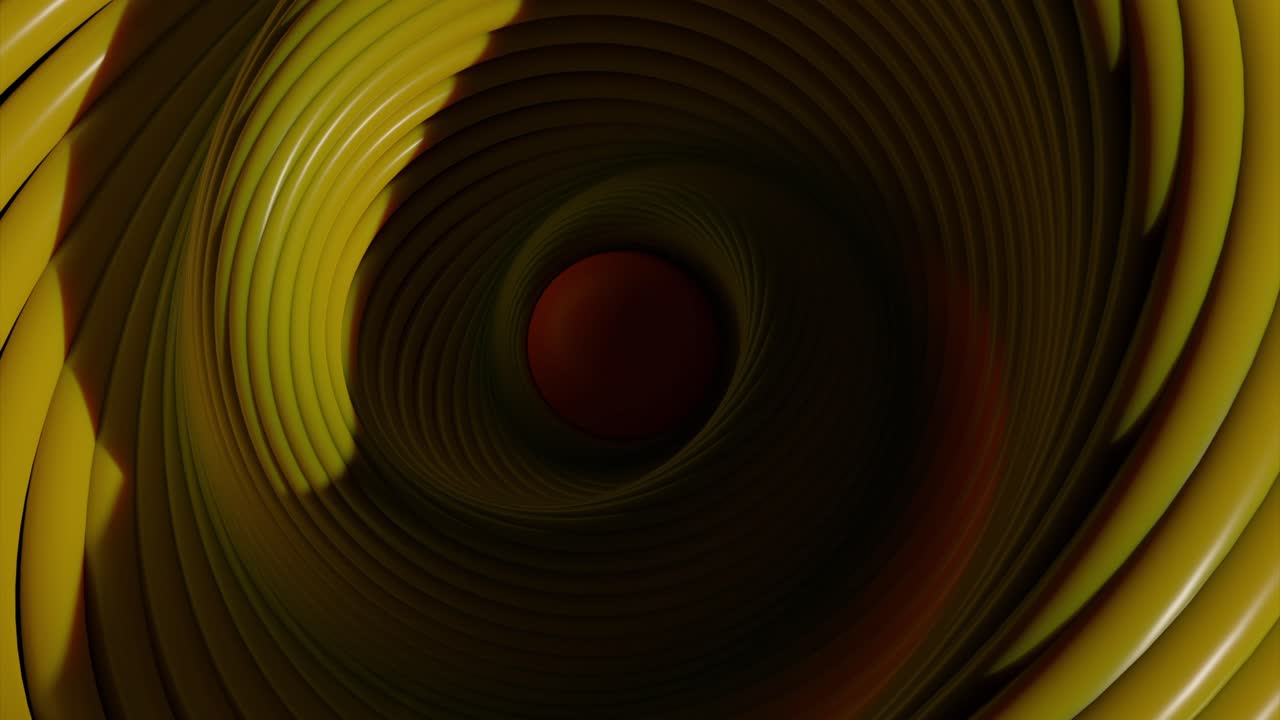espiral abstracta en 3d con una esfera naranja brillante