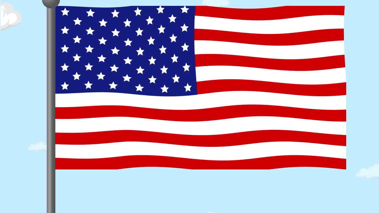 animada bandera de los estados unidos ondeando contra un cielo nublado