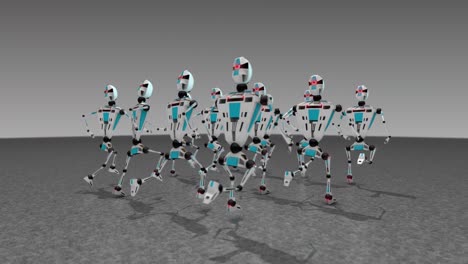 running robots in slow motion