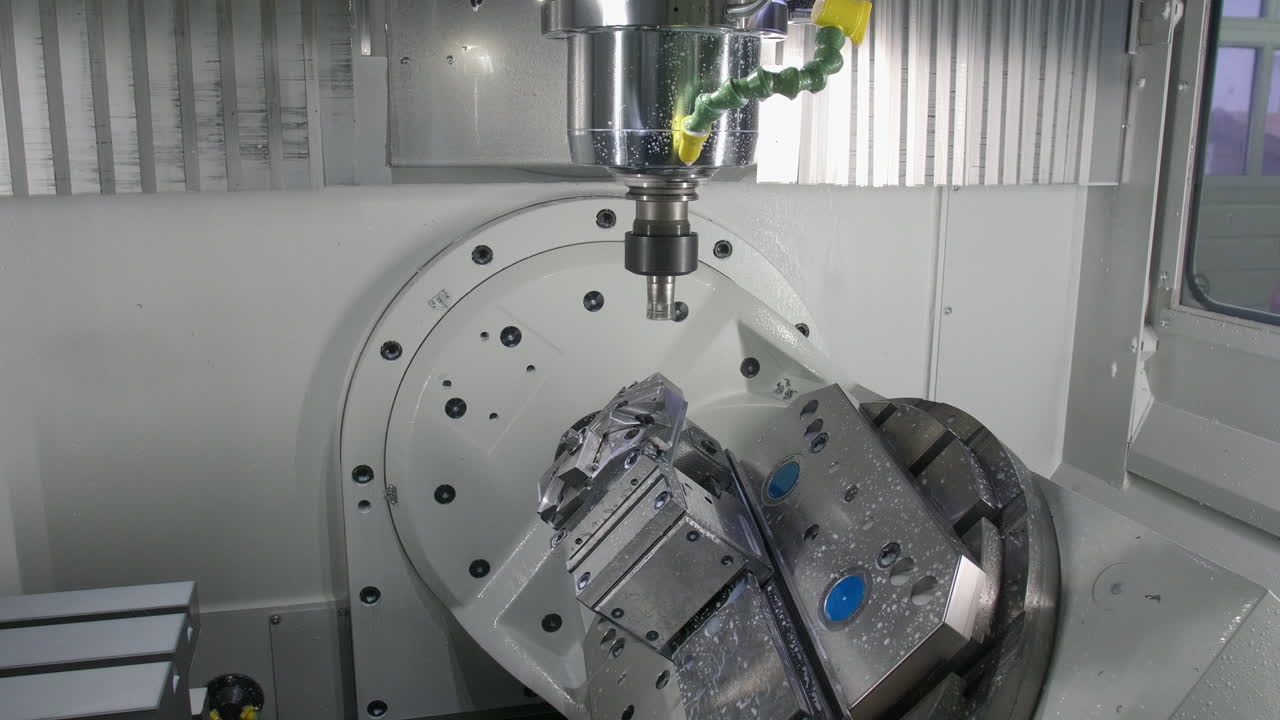 tornio e fresatrice cnc 3d multi asse completamente automatico al lavoro