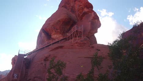 gimbal booming up shot from desert plant to atlatl rock in valley of fire, nevada