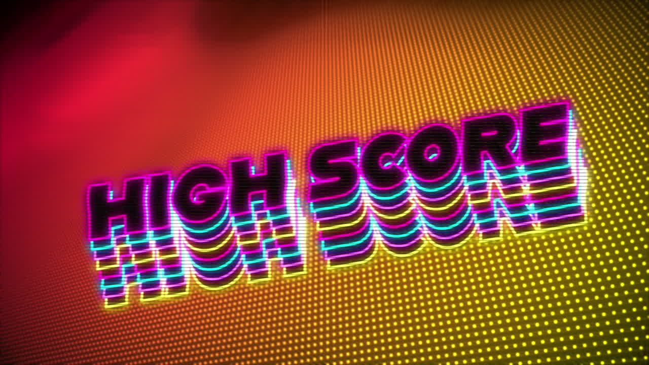 animación de texto de alta puntuación sobre fondo naranja y amarillo