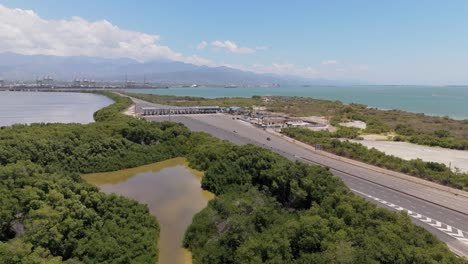 toll road portmore jamaica drone view sliding left