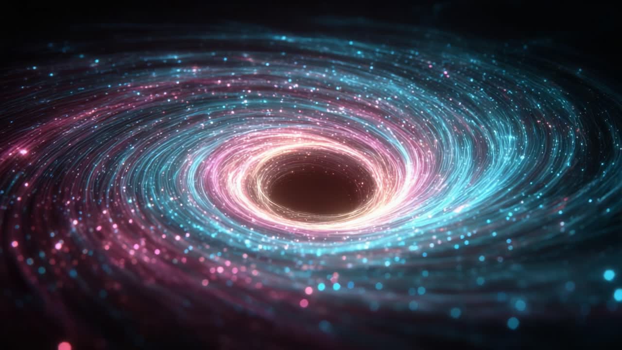 A Stunning Visual Representation of a Galactic Black Hole with Swirling Colors and Stars Capturing the Mystique and Beauty of the Universe in Motion