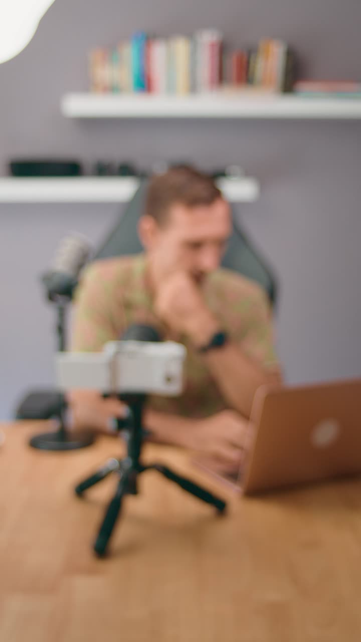 Blurred Home Office Setup for Content Creation
