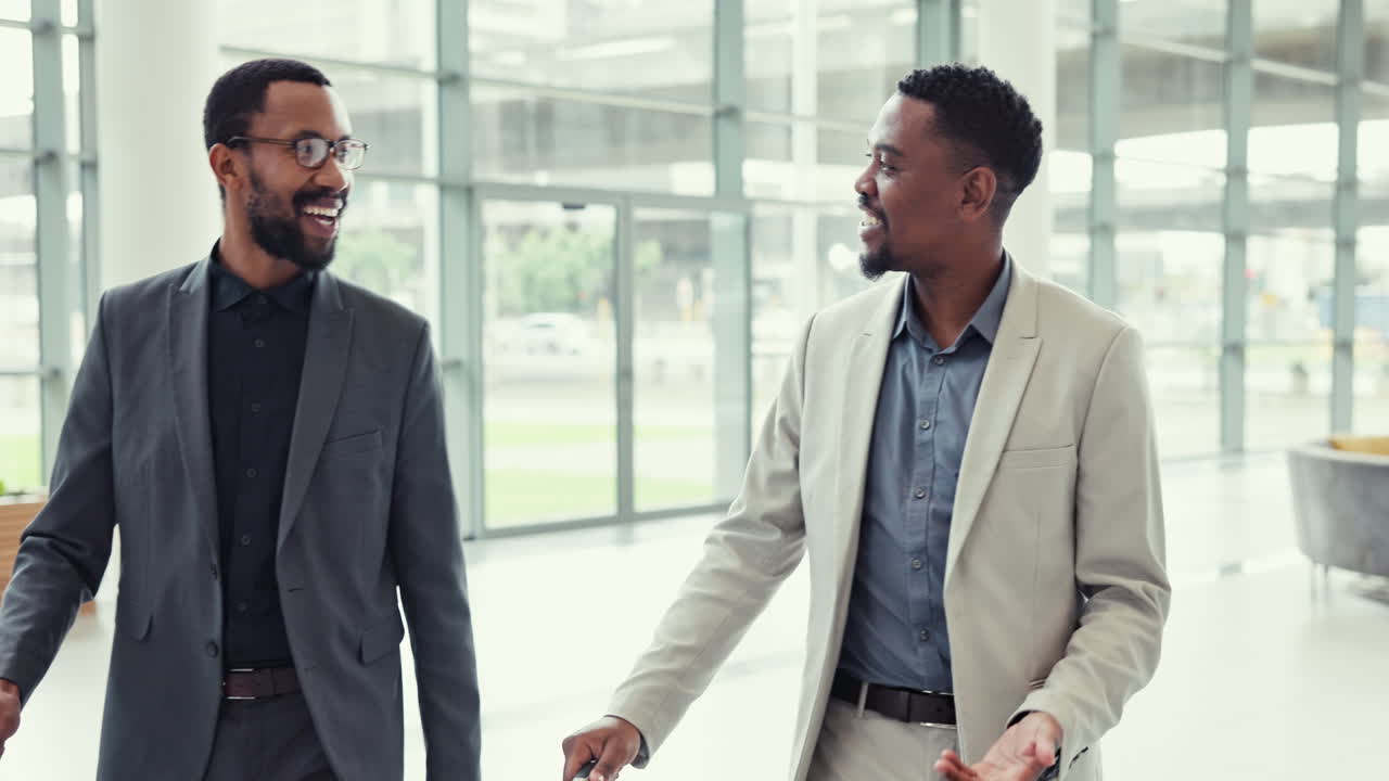 Travel, suitcase and business men walking