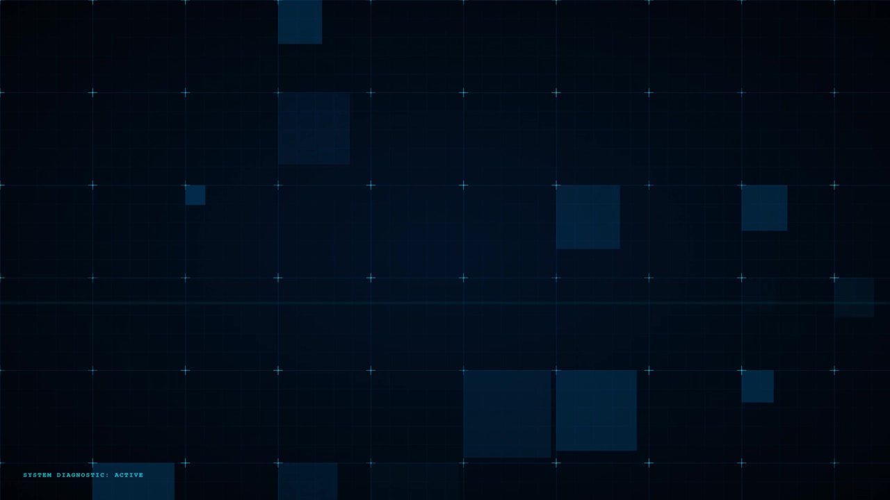Digital Interface Background with Fading Blue Squares and Grid