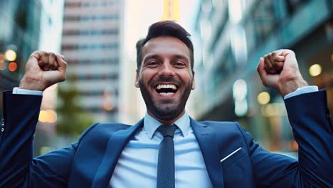 happy businessman celebrating success