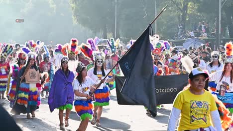vibrant day of the dead parade in huejotzingo, mexico