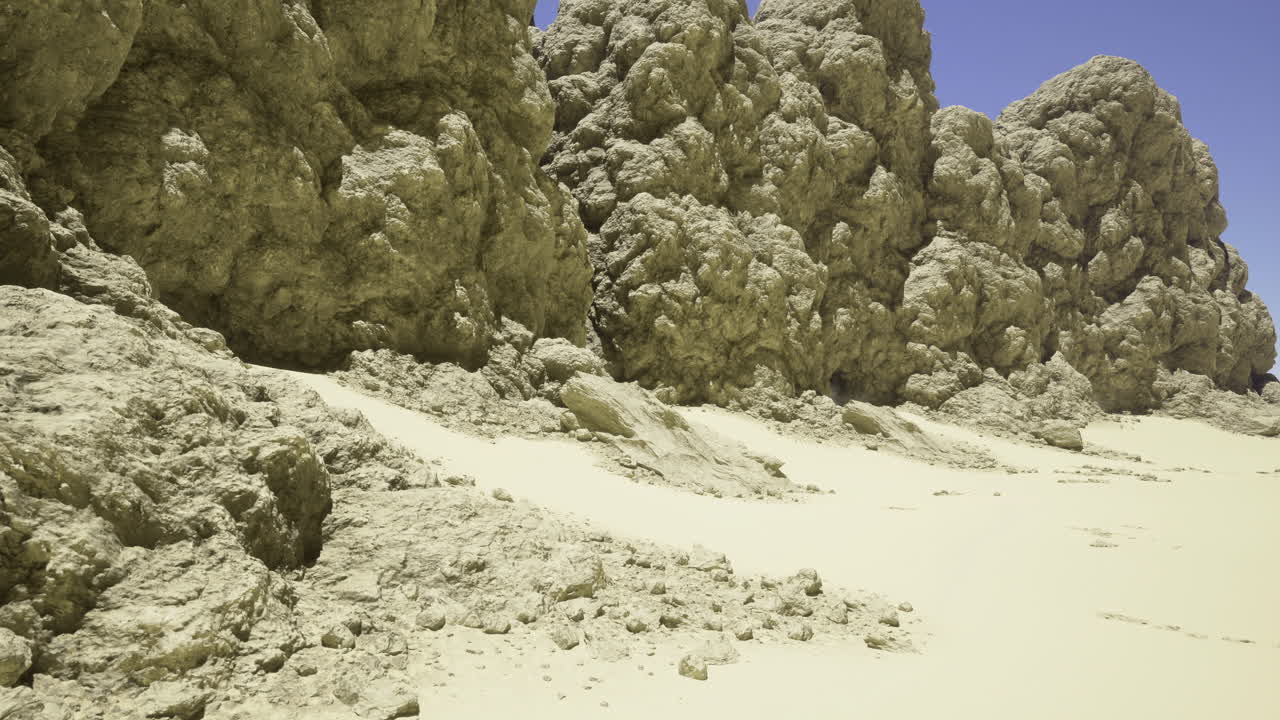 Unique rocky formations create stunning landscape in bright sunlight