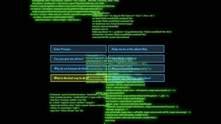 Animation of ai data processing over black background