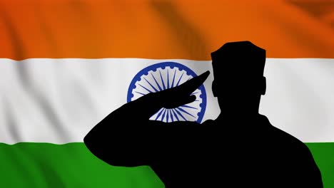 soldier saluting indian tricolor flag - celebrating independence day