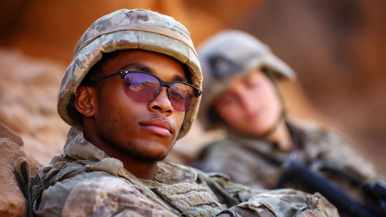 A Soldier's Moment of Reflection: Captured in Two Frames, This Series Highlights the Intensity and Resilience of Military Life, Showcasing Camaraderie, Duty, and the Unique Experiences of Soldiers in the Field