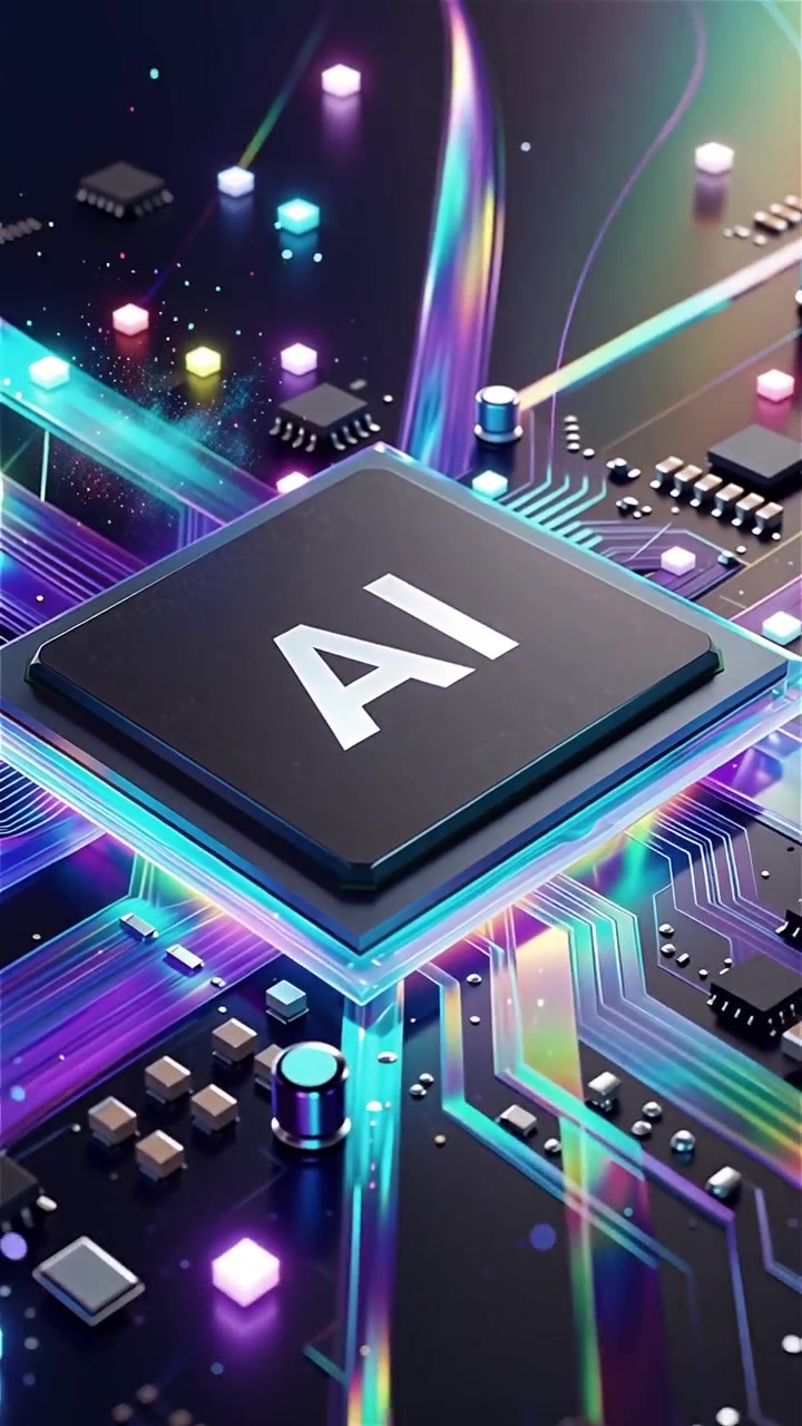 Futuristic AI Chip Motherboard Technology Background