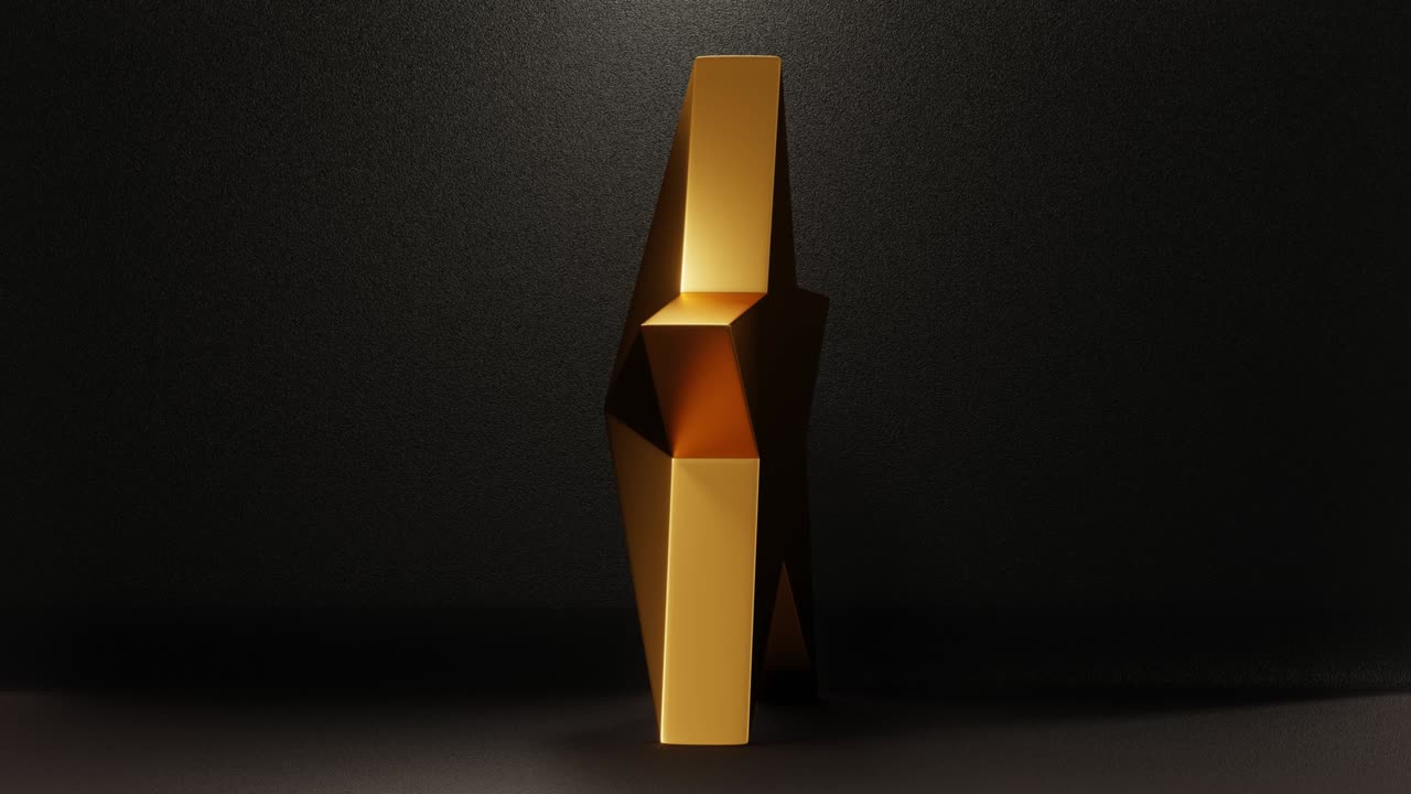 3d 렌더링 비디오 영상 검은 바탕의 금색 별