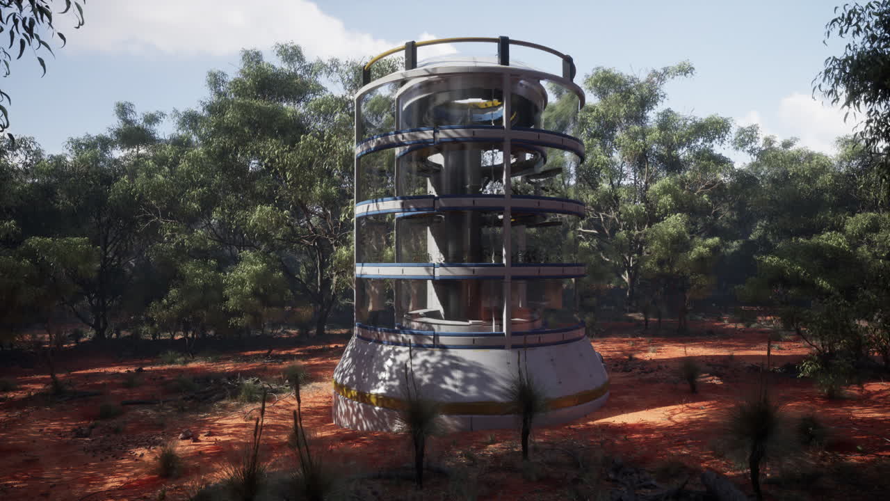 숲 속 의 미래적 인 유리 탑