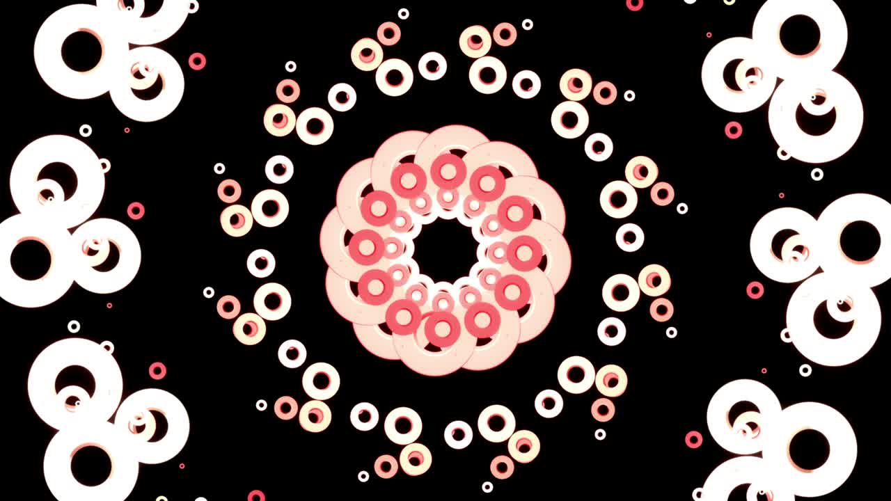 Ornament of colorful rotating circles