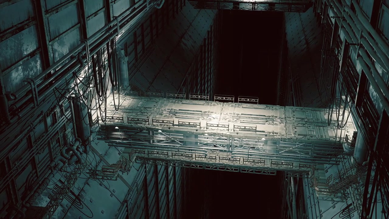 Bright elevated stage illuminated staging surrounded by obscured depths