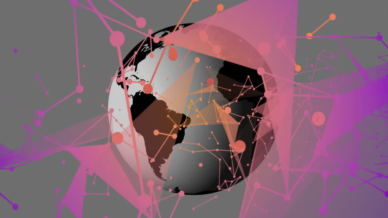 animación del procesamiento de datos digitales con conexiones en todo el mundo