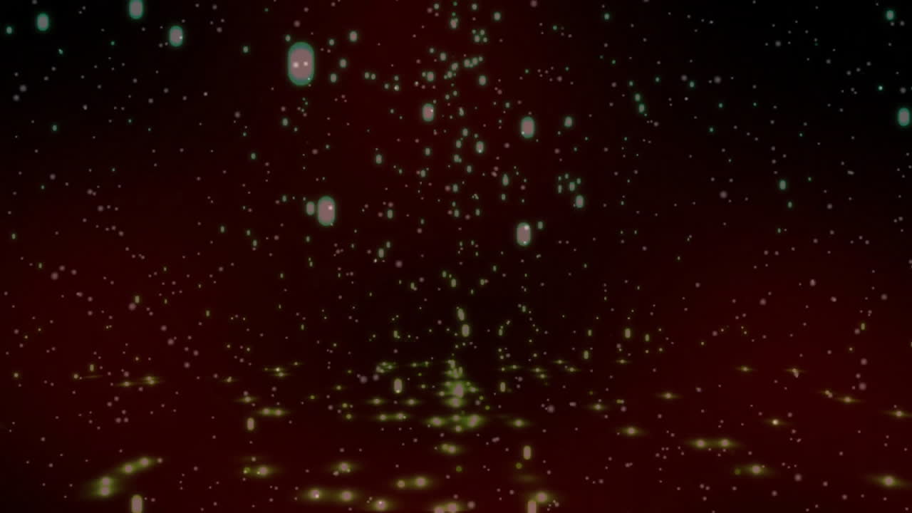 светящиеся частицы падают и рассеиваются на темно-красном фоне, создавая волшебную анимацию