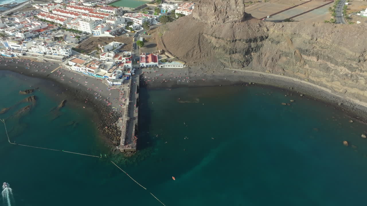 Aerial view of the port of Puerto de las Nieves, a traditional fishing village in Agaete