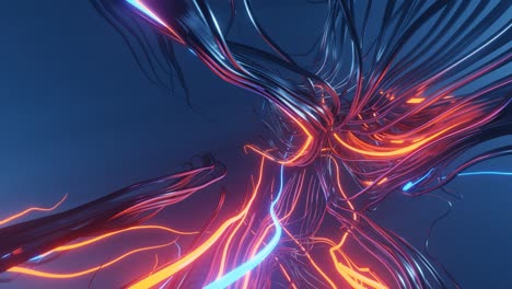 animación de bucle rayas de neón del espacio, ilustración abstracta renderizado en 3d