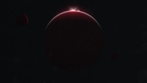 Big-planet-with-red-flash-of-star-in-galaxy