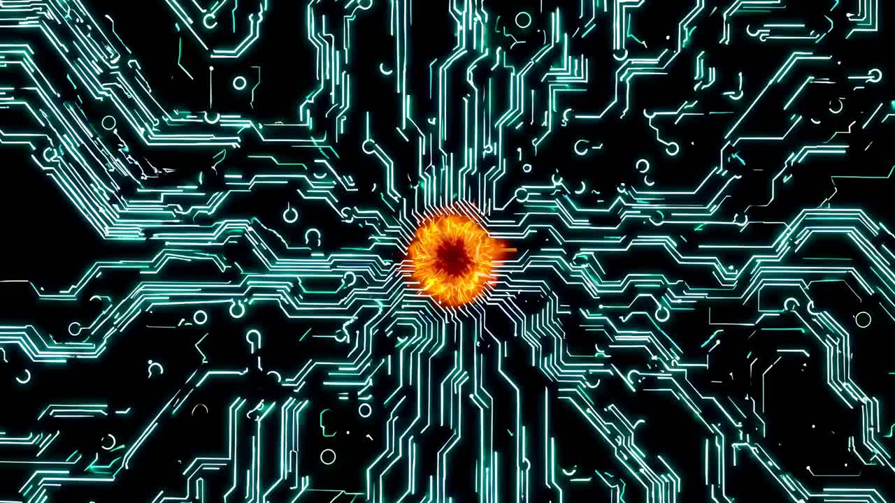 diseño de placa de circuitos abstractos con energía brillante