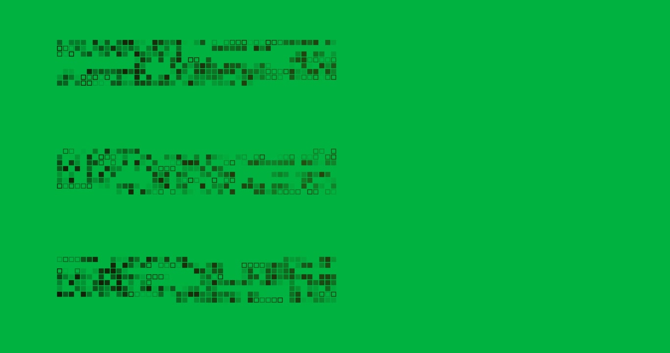 Animation af grønne digitale interface-kvadrater, der flimrer over gennemsigtig baggrund