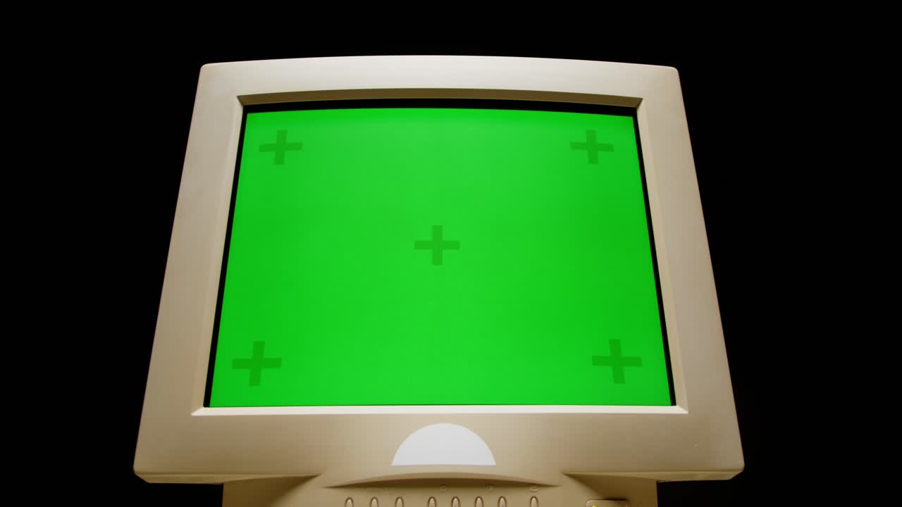 Vintage CRT Monitor with Green Screen