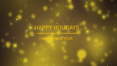 animation of happy holidays text over spots of light on yellow background